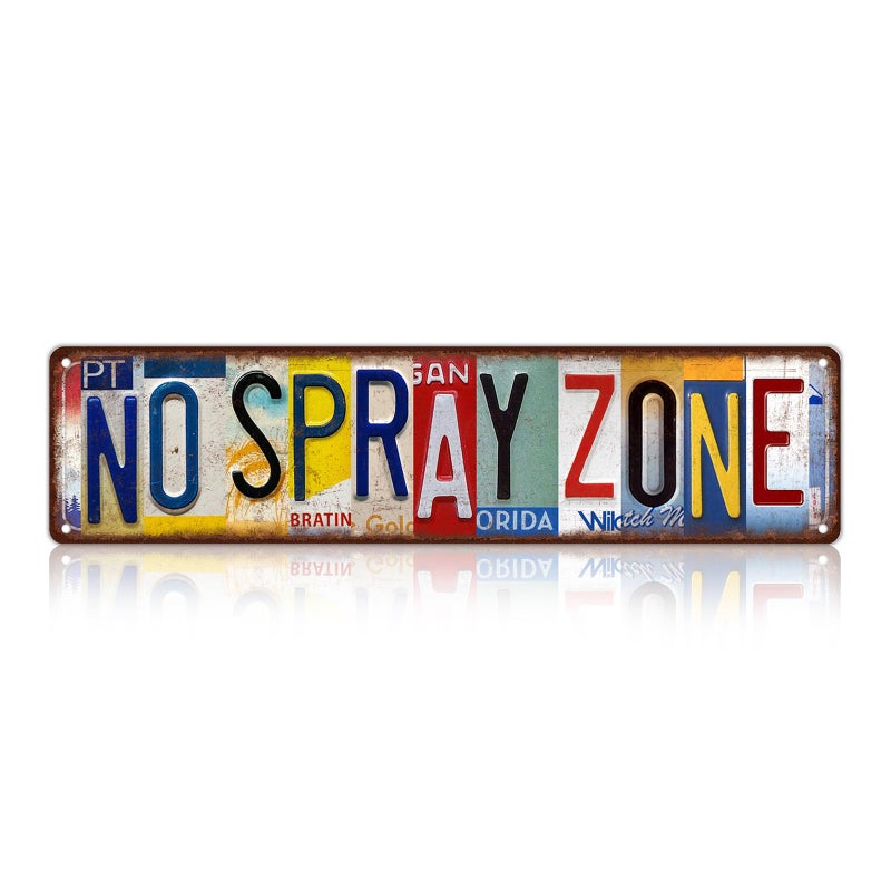 MTsigns Vintage No Spray Zone Metal Tin Signs Street Signs Wall Decor 16 x 4 Inches - Image 1